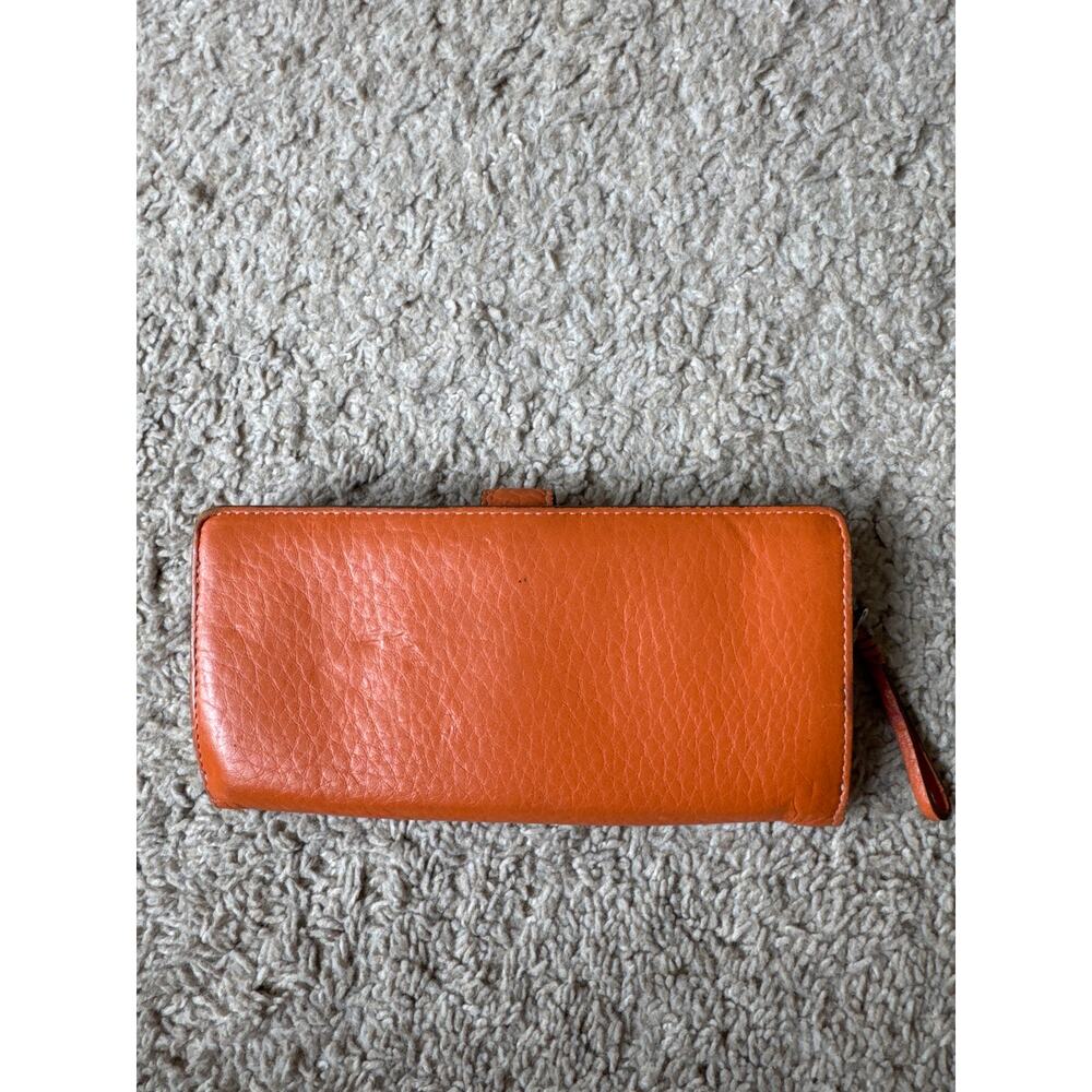 Cole Haan Orange Pebbled Leather Wallet Clutch - Picture 3 of 5